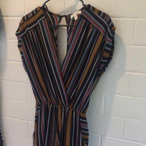 Monteau Striped Jumpsuit, Keyhole Back, Sleeveless, Wide leg